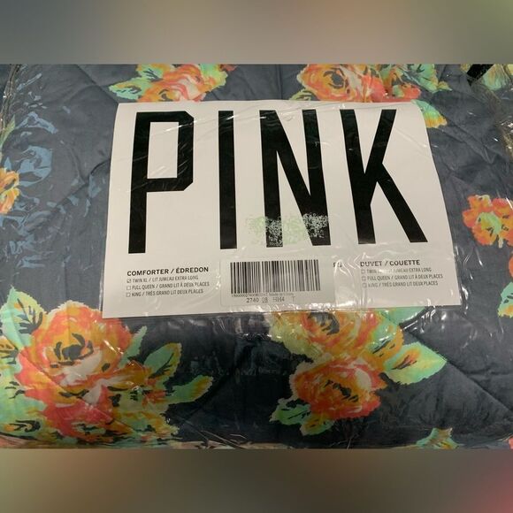 NEW VS PINK FLORAL DORM REVERSIBLE COMFORTER TWIN - Picture 8 of 9